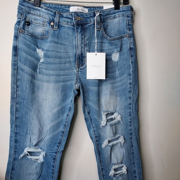 KanCan Mid Rise Ankle Skinny Raw Hem Distressed Jeans - size 11/29 - Picture 4 of 8